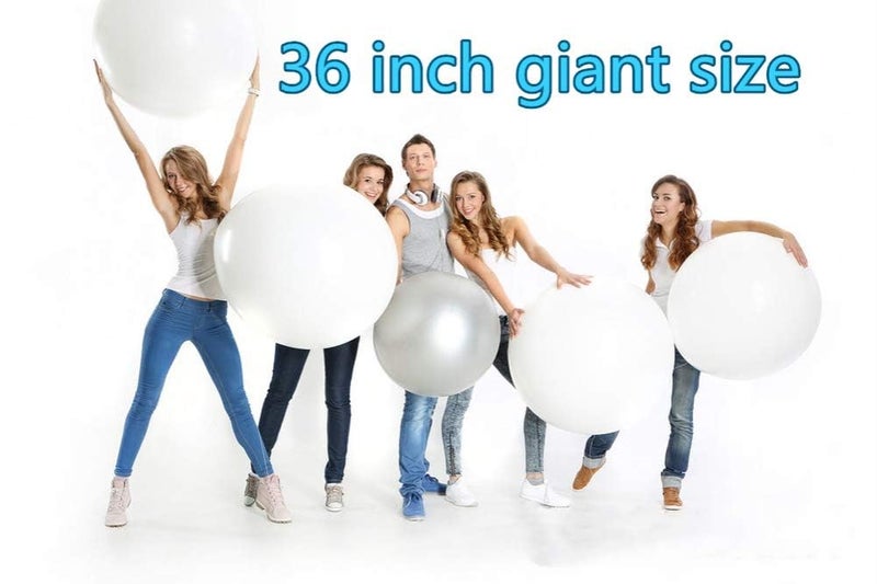 kockuu 5PCS Big White Balloons Giant 36 Inch Large White Balloon Jumbo Balloon for Birthday Wedding Baby Shower Carnival Party New Year's Day Decorations Supplies - Image 3